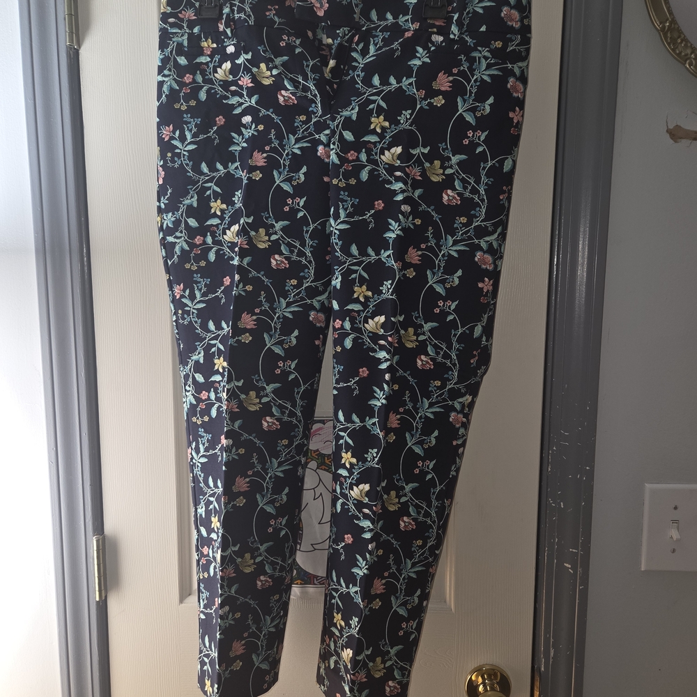 LOFT Navy Floral Print Pants